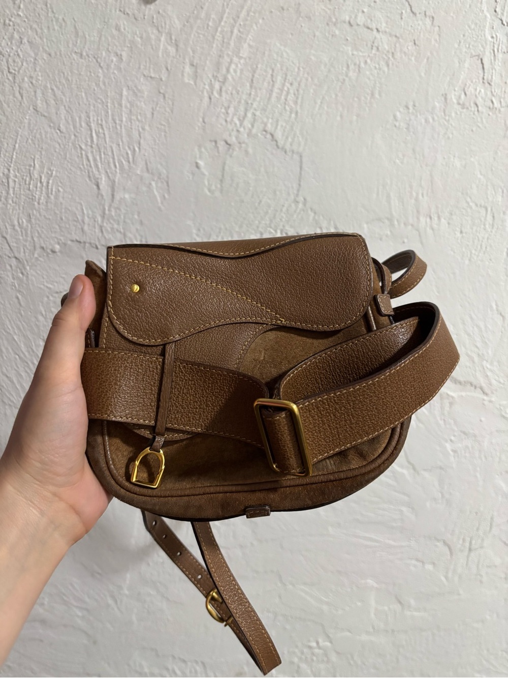 Brown Leather Crossbody Saddle Bag